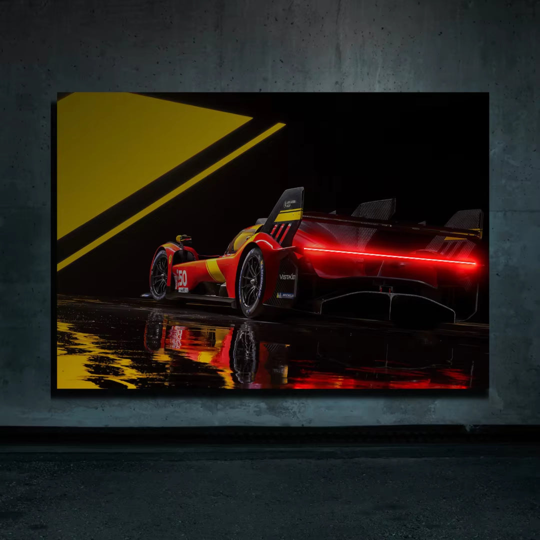 Contemporary Racing Car LED Light Art Prints - Inspirational Wall Decor for Home